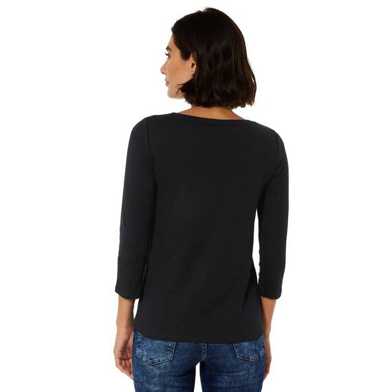 Cecil Damen Basic Boatneck T Shirt, Schwarz, L EU