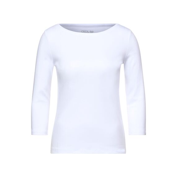 Cecil Damen Basic Boatneck T-Shirt, White, M