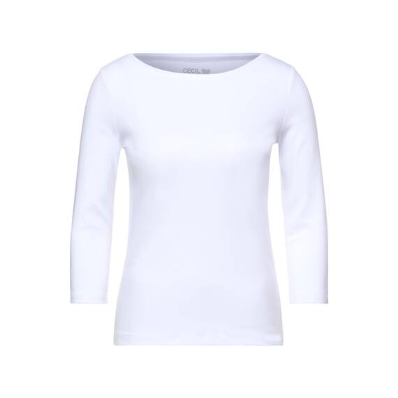 Cecil Damen Basic Boatneck T-Shirt, White, L