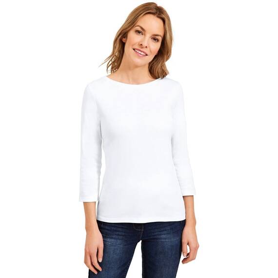 Cecil Damen Basic Boatneck T-Shirt, White, L