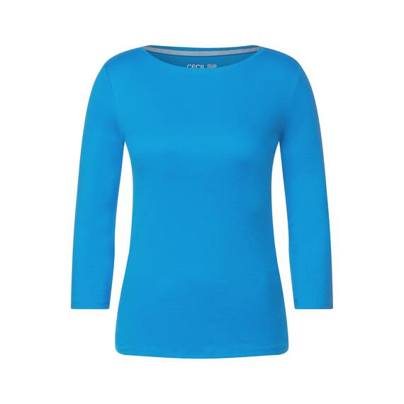Cecil Basic Baumwollshirt U-Boot Ausschnitt