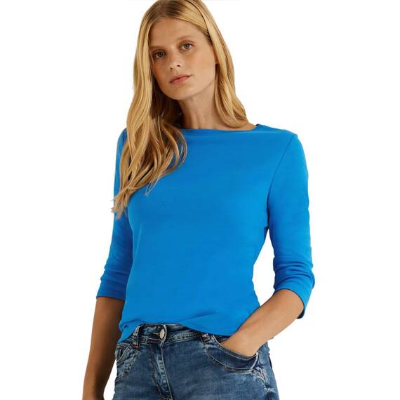 Cecil Basic Baumwollshirt U-Boot Ausschnitt