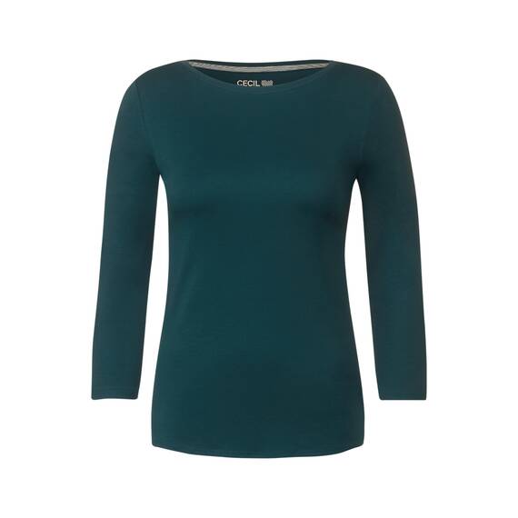 Cecil Basic Baumwollshirt U-Boot Ausschnitt