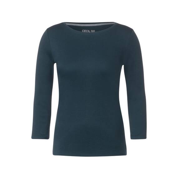 Cecil Basic Baumwollshirt U-Boot Ausschnitt