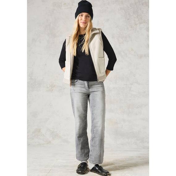 Cecil Damen B317389 Basic T-Shirt In Unifarbe, Deep Charcoal Grey,L