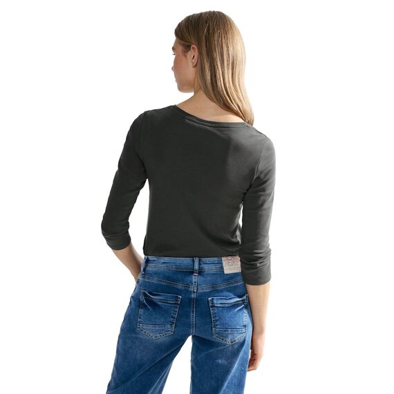 Cecil Damen B317389 Basic Baumwollshirt U-Boot Ausschnitt, Strong Khaki, M