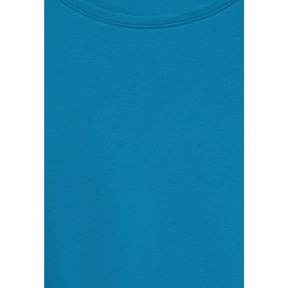 Cecil Damen B317389 Basic T-Shirt In Unifarbe, Dynamic Aqua Blue,L