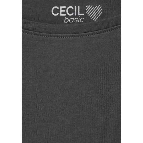 Cecil Damen B317389 Basic Baumwollshirt U-Boot Ausschnitt, Strong Khaki, M