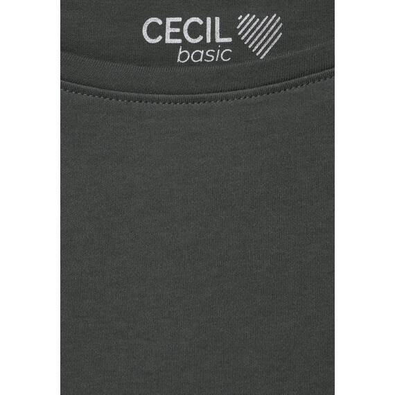 Cecil Damen B317389 Basic Baumwollshirt U-Boot Ausschnitt, Strong Khaki, L