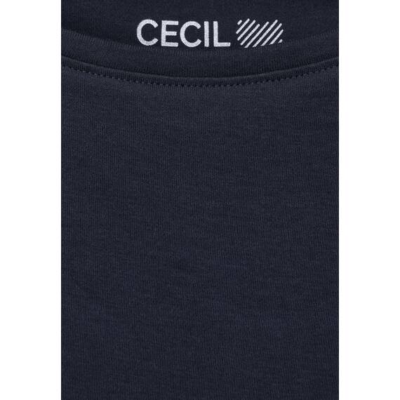 Cecil Damen B317389 Basic Baumwollshirt U-Boot Ausschnitt, Universal Blue, L EU