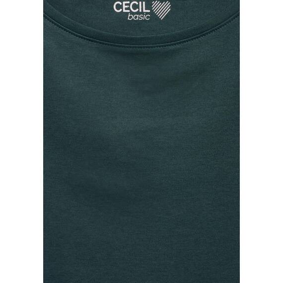 Cecil Damen B317389 Basic T-Shirt In Unifarbe, Fir Green,L