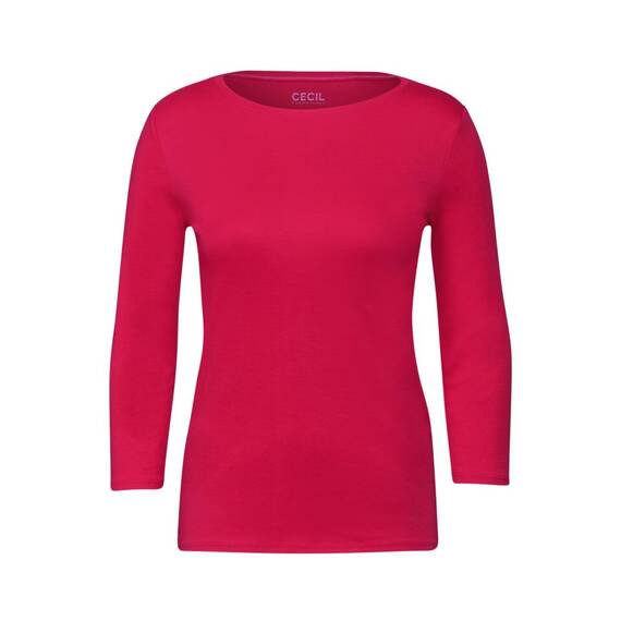 Cecil Damen B317389 Basic T-Shirt In Unifarbe, Granita Red,XXL