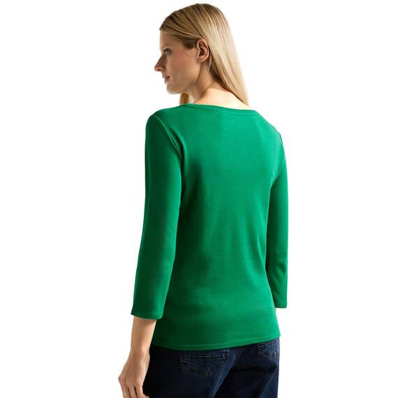 Cecil Damen B317389 Basic Baumwollshirt U-Boot Ausschnitt, Easy Green, XL