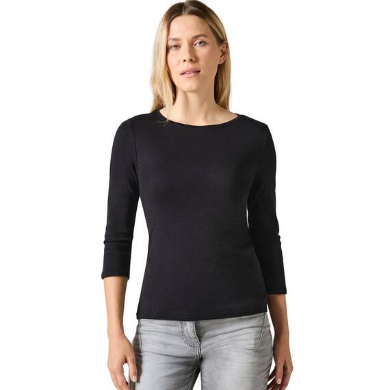 Cecil Damen B317389 Basic T-Shirt In Unifarbe, Deep Charcoal Grey,XXL