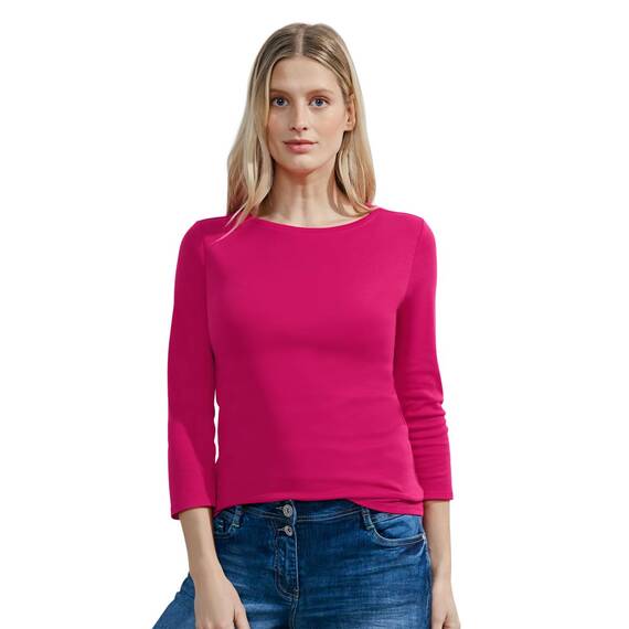 Cecil Damen Basic T-Shirt in Unifarbe pink Sorbet XL