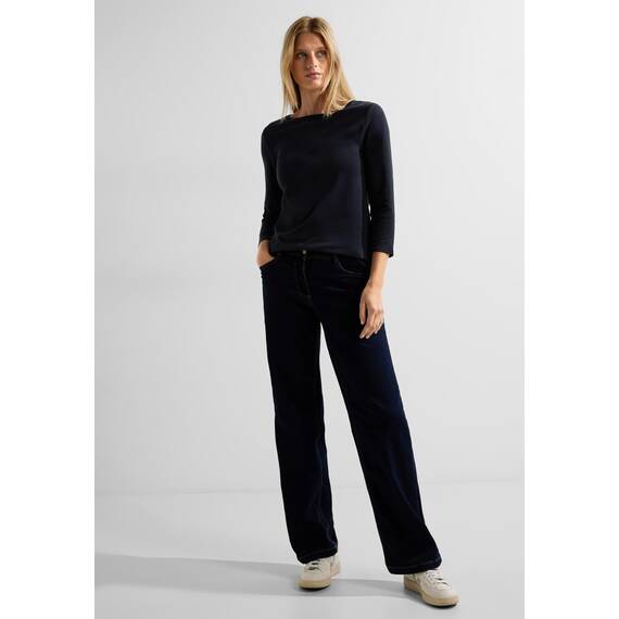 Cecil Damen Basic Boatneck T-Shirt, deep Blue, XL