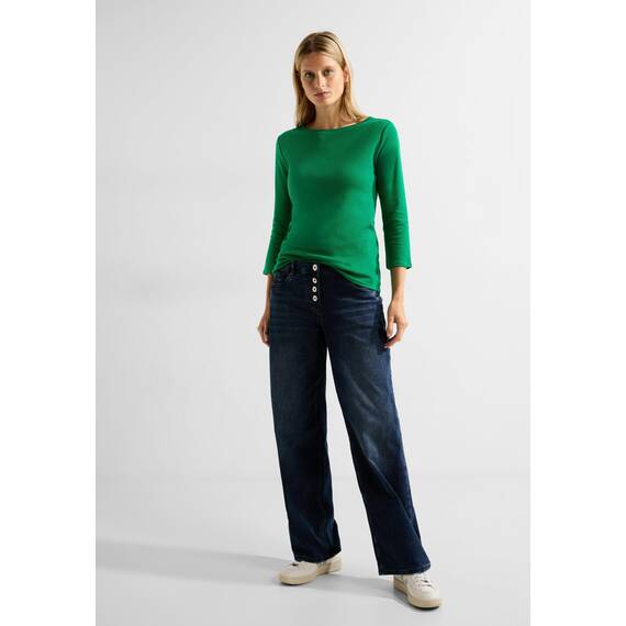 Cecil Damen B317389 Basic Baumwollshirt U-Boot Ausschnitt, Easy Green, XL