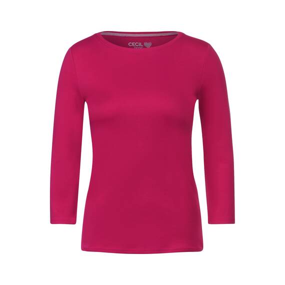 Cecil Basic Baumwollshirt U-Boot Ausschnitt
