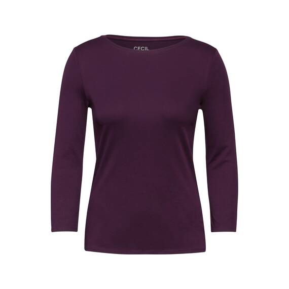 Cecil Damen B317389 Basic T-Shirt In Unifarbe, Beloved Berry,XL