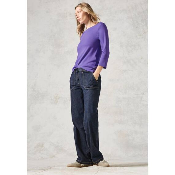 Cecil Damen B317389 Basic T-Shirt In Unifarbe, Wild Lilac,XL