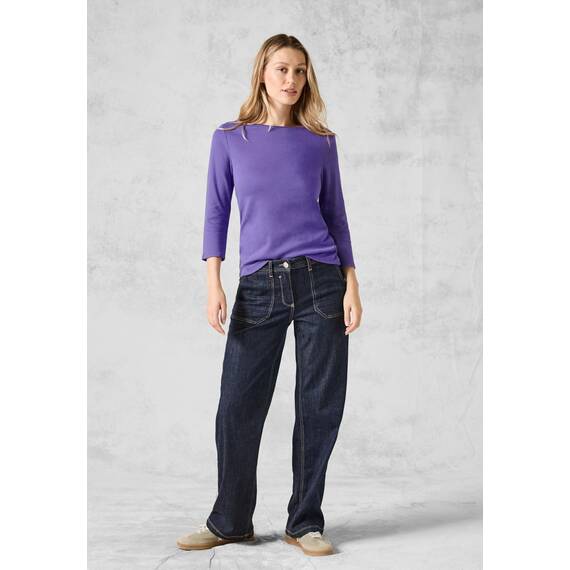 Cecil Damen B317389 Basic T-Shirt In Unifarbe, Wild Lilac,XL