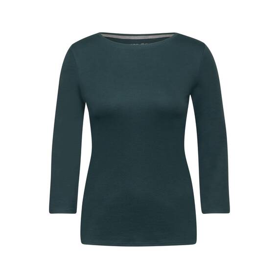 Cecil Damen B317389 Basic T-Shirt In Unifarbe, Fir Green,XL