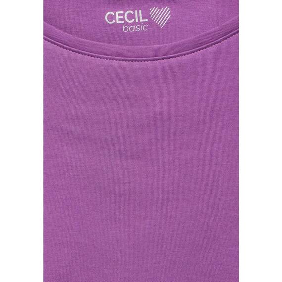 Cecil Damen B317389 Basic T-Shirt In Unifarbe, Iced Violet,XL