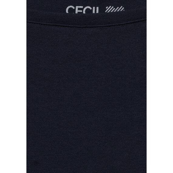 Cecil Damen Basic Boatneck T-Shirt, deep Blue, XL