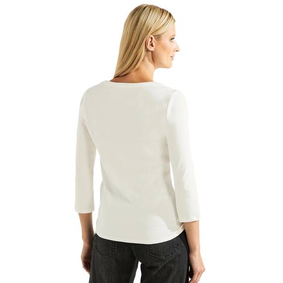 Cecil Damen B317389 Basic Baumwollshirt U Boot Ausschnitt, Vanilla White, XXL EU