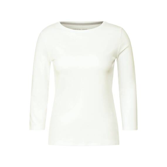 Cecil Damen B317389 Basic Baumwollshirt U Boot Ausschnitt, Vanilla White, XXL EU
