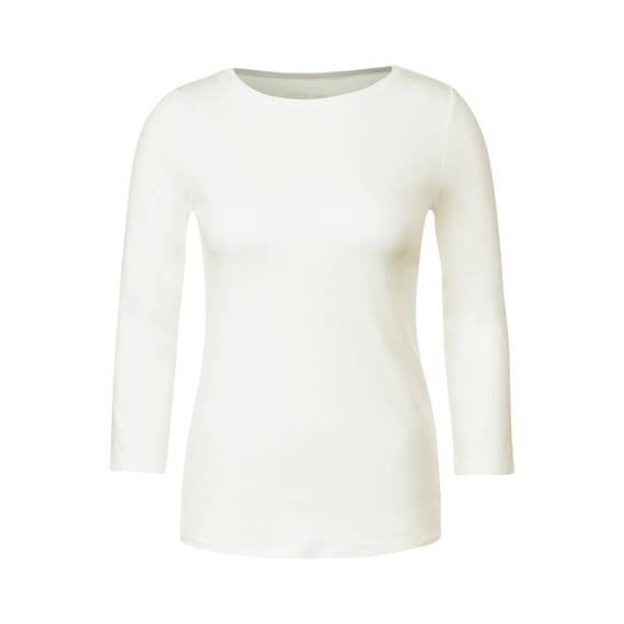 Cecil Damen B317389 Basic Baumwollshirt U Boot Ausschnitt, Vanilla White, XXL EU