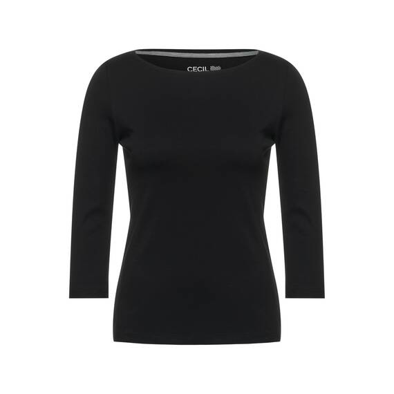 Cecil Damen Basic Boatneck T-Shirt, Black, XXL