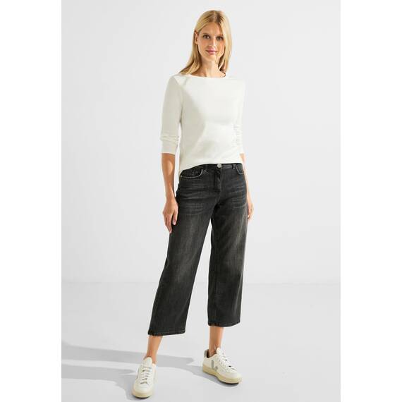 Cecil Damen B317389 Basic Baumwollshirt U Boot Ausschnitt, Vanilla White, XXL EU