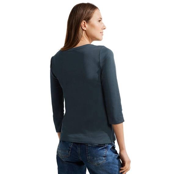 Cecil Basic Baumwollshirt U-Boot Ausschnitt
