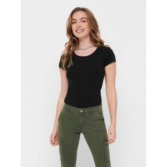 ONLY Damen Onllive Love S/S O-Neck Top JRS Blouse, Schwarz, M EU