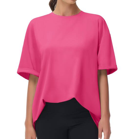 THE GYM PEOPLE Damen Kurzärmeliges mit Rundhalsausschnitt Übergroße T-Shirts Basic Baumwolle Shirts