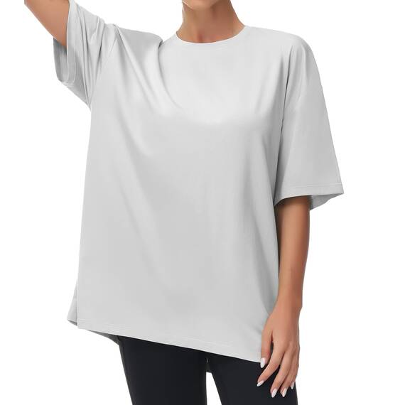 THE GYM PEOPLE Damen Kurzärmeliges mit Rundhalsausschnitt Übergroße T-Shirts Basic Baumwolle Shirts