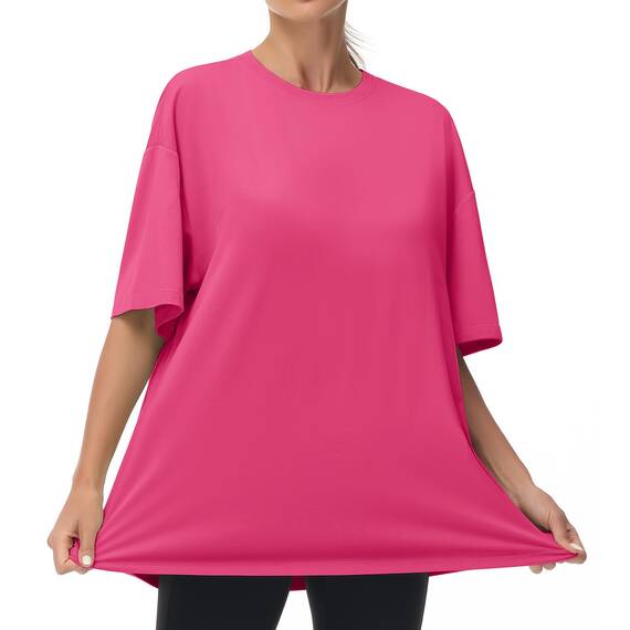THE GYM PEOPLE Damen Kurzärmeliges mit Rundhalsausschnitt Übergroße T-Shirts Basic Baumwolle Shirts