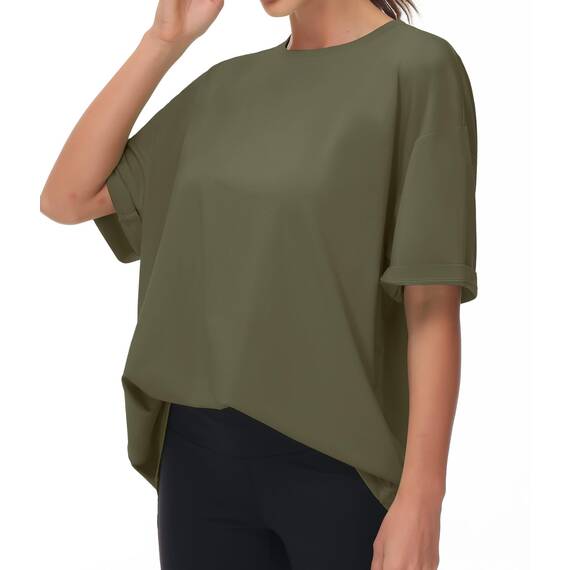THE GYM PEOPLE Damen Kurzärmeliges mit Rundhalsausschnitt Übergroße T-Shirts Basic Baumwolle Shirts