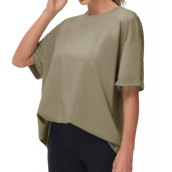 THE GYM PEOPLE Damen Kurzärmeliges mit Rundhalsausschnitt Übergroße T-Shirts Basic Baumwolle Shirts