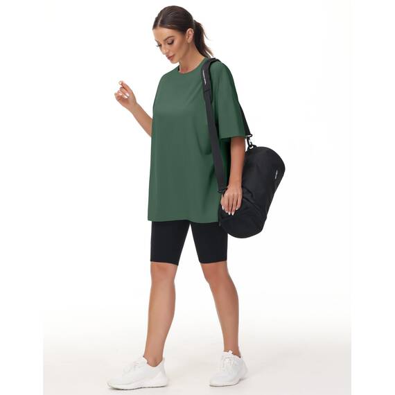 THE GYM PEOPLE Damen Kurzärmeliges mit Rundhalsausschnitt Übergroße T-Shirts Basic Baumwolle Shirts