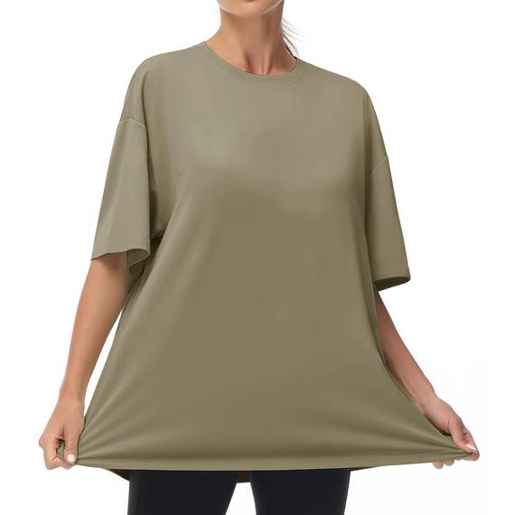 THE GYM PEOPLE Damen Kurzärmeliges mit Rundhalsausschnitt Übergroße T-Shirts Basic Baumwolle Shirts