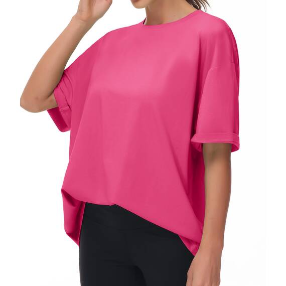 THE GYM PEOPLE Damen Kurzärmeliges mit Rundhalsausschnitt Übergroße T-Shirts Basic Baumwolle Shirts