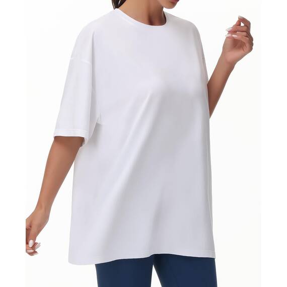 THE GYM PEOPLE Damen Kurzärmeliges mit Rundhalsausschnitt Übergroße T-Shirts Basic Baumwolle Shirts
