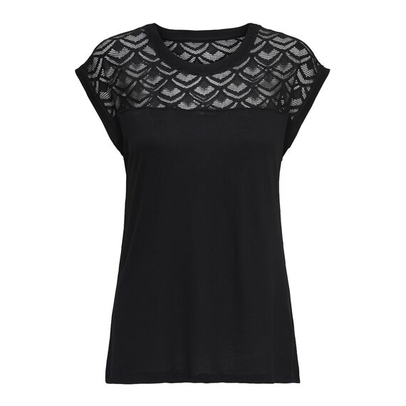 ONLY Damen Regular Fit T-Shirt onlNICOLE S/S Mix TOP NOOS 15151008, Einfarbig, Gr. 40 (Herstellergröße: L), Schwarz (Black)