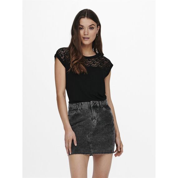 ONLY Damen Regular Fit T-Shirt onlNICOLE S/S Mix TOP NOOS 15151008, Einfarbig, Gr. 40 (Herstellergröße: L), Schwarz (Black)