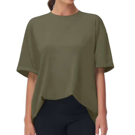 THE GYM PEOPLE Damen Kurzärmeliges mit Rundhalsausschnitt Übergroße T-Shirts Basic Baumwolle Shirts