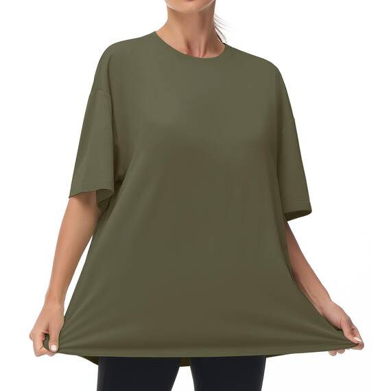 THE GYM PEOPLE Damen Kurzärmeliges mit Rundhalsausschnitt Übergroße T-Shirts Basic Baumwolle Shirts