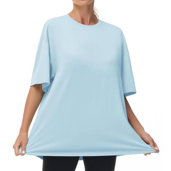 THE GYM PEOPLE Damen Kurzärmeliges mit Rundhalsausschnitt Übergroße T-Shirts Basic Baumwolle Shirts
