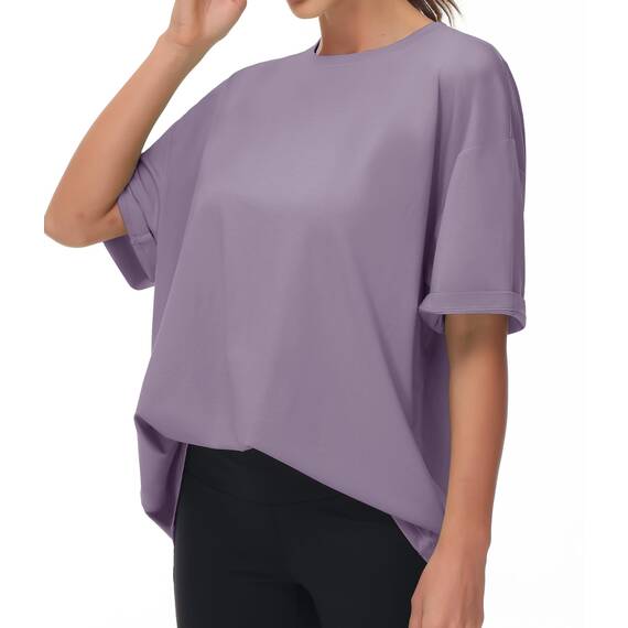 THE GYM PEOPLE Damen Kurzärmeliges mit Rundhalsausschnitt Übergroße T-Shirts Basic Baumwolle Shirts